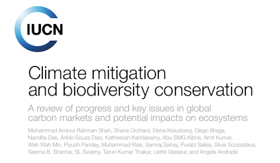 IUCN發布最新報告，關注全球碳市場